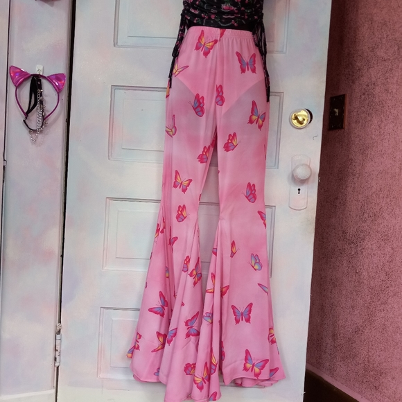 LAST 1! Fit&flare SUPER BELLS! Kawaii slightly sheer dolls kill 🦋  bellbottoms - Picture 4 of 16